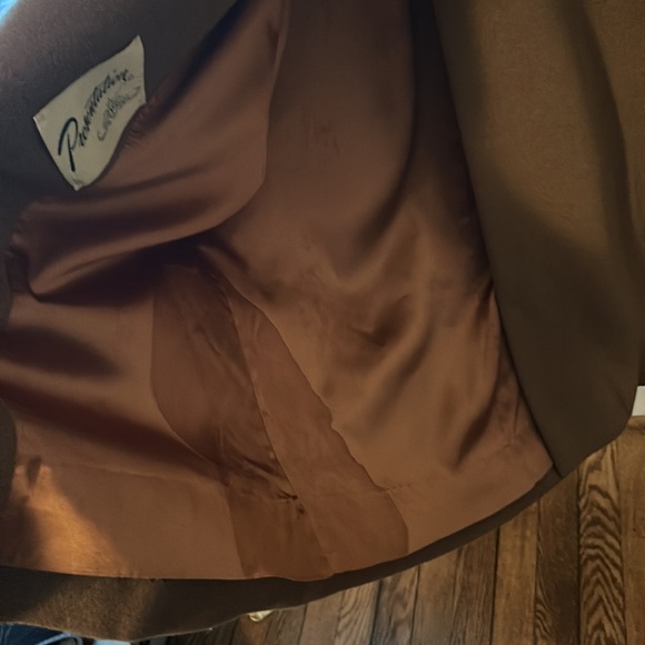 Vintage Knee length camel wool coat with fur collar - Picture 5 of 5